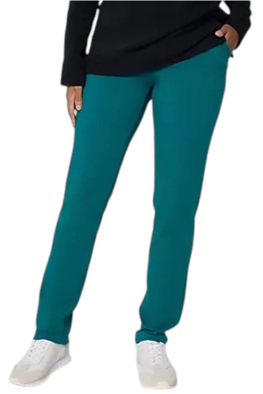Denim & Co. Women's Active Duo Stretch Slim Straight Pants Spruce Grn - Regular